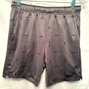 Nike Dri-Fit Grid Print 7" Athletic Shorts Iron Gray Black Size Medium